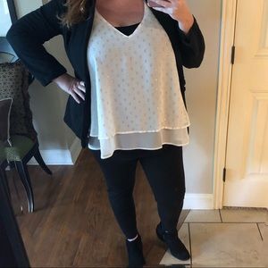 Lane Bryant White and Gold Flowy tank